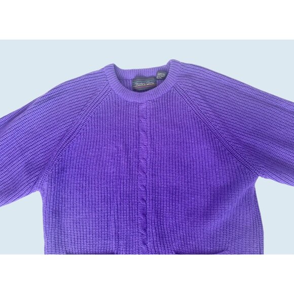 Vintage HUNTER'S GLEN Purple Cable Knit Pullover Sweater Sz Medium - Picture 3 of 8